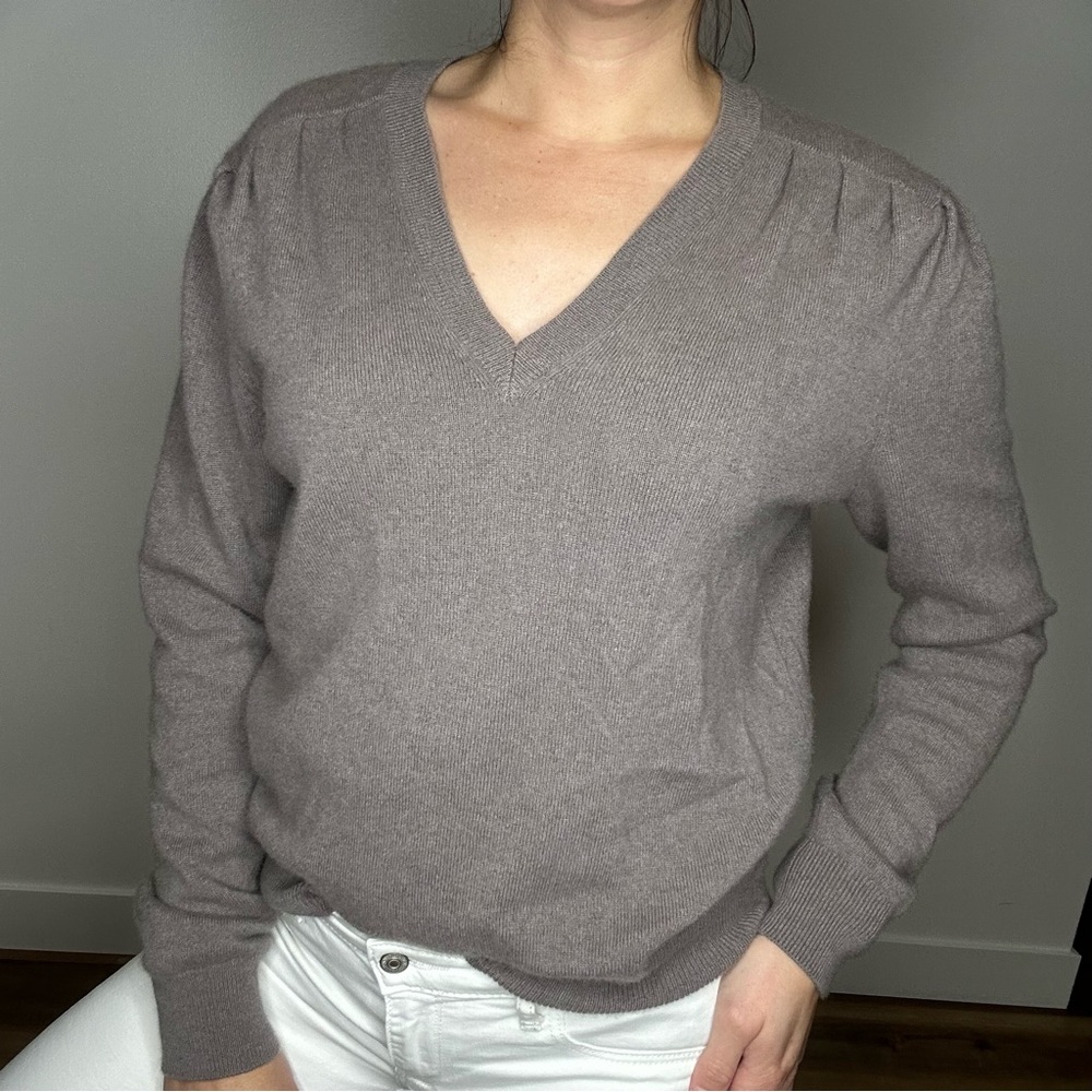 Brochu Walker Long Sleeve Mauve Grey Cashmere Sweater
